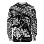 Black New Zealand Kawakawa Maori Ngaru Long Sleeve Shirt