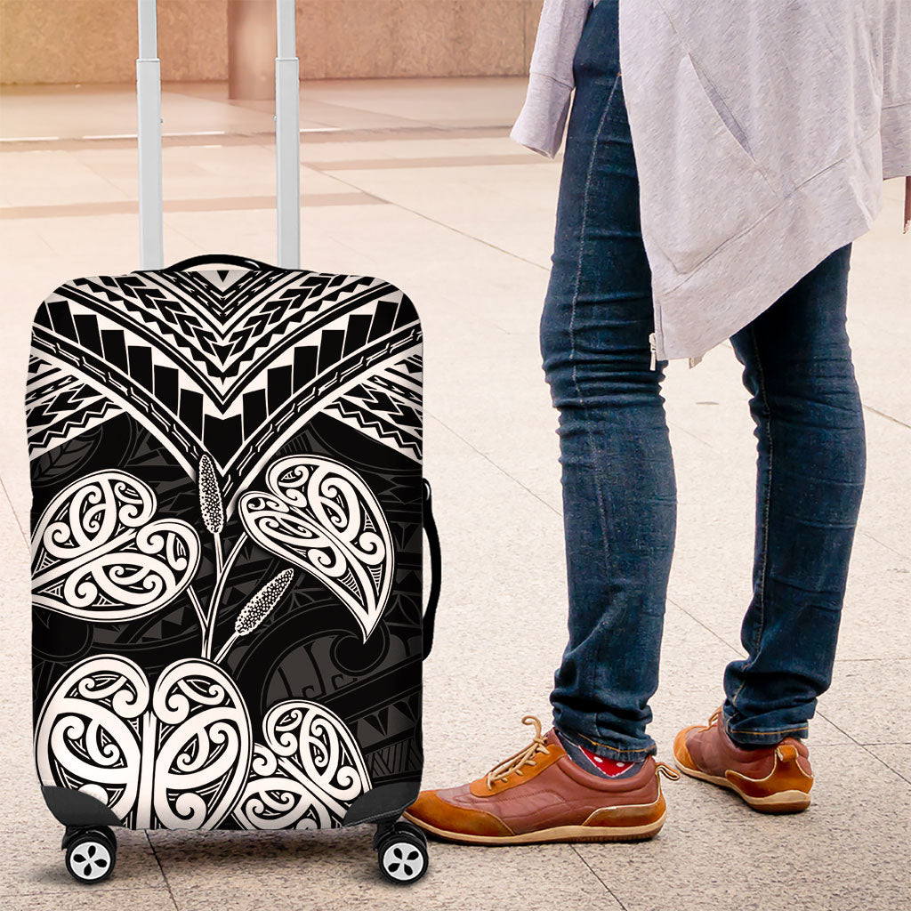 Black New Zealand Kawakawa Maori Ngaru Luggage Cover