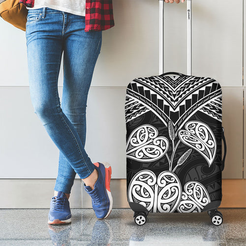 Black New Zealand Kawakawa Maori Ngaru Luggage Cover