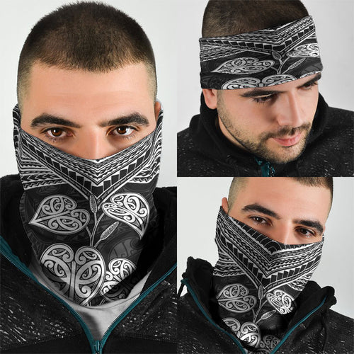 Black New Zealand Kawakawa Maori Ngaru Neck Gaiter