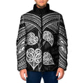 Black New Zealand Kawakawa Maori Ngaru Padded Jacket