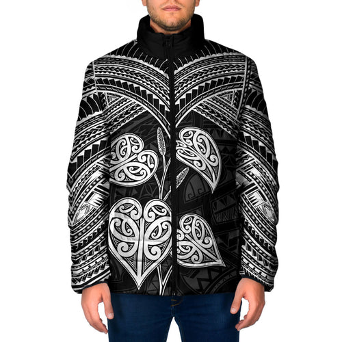 Black New Zealand Kawakawa Maori Ngaru Padded Jacket