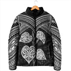 Black New Zealand Kawakawa Maori Ngaru Padded Jacket
