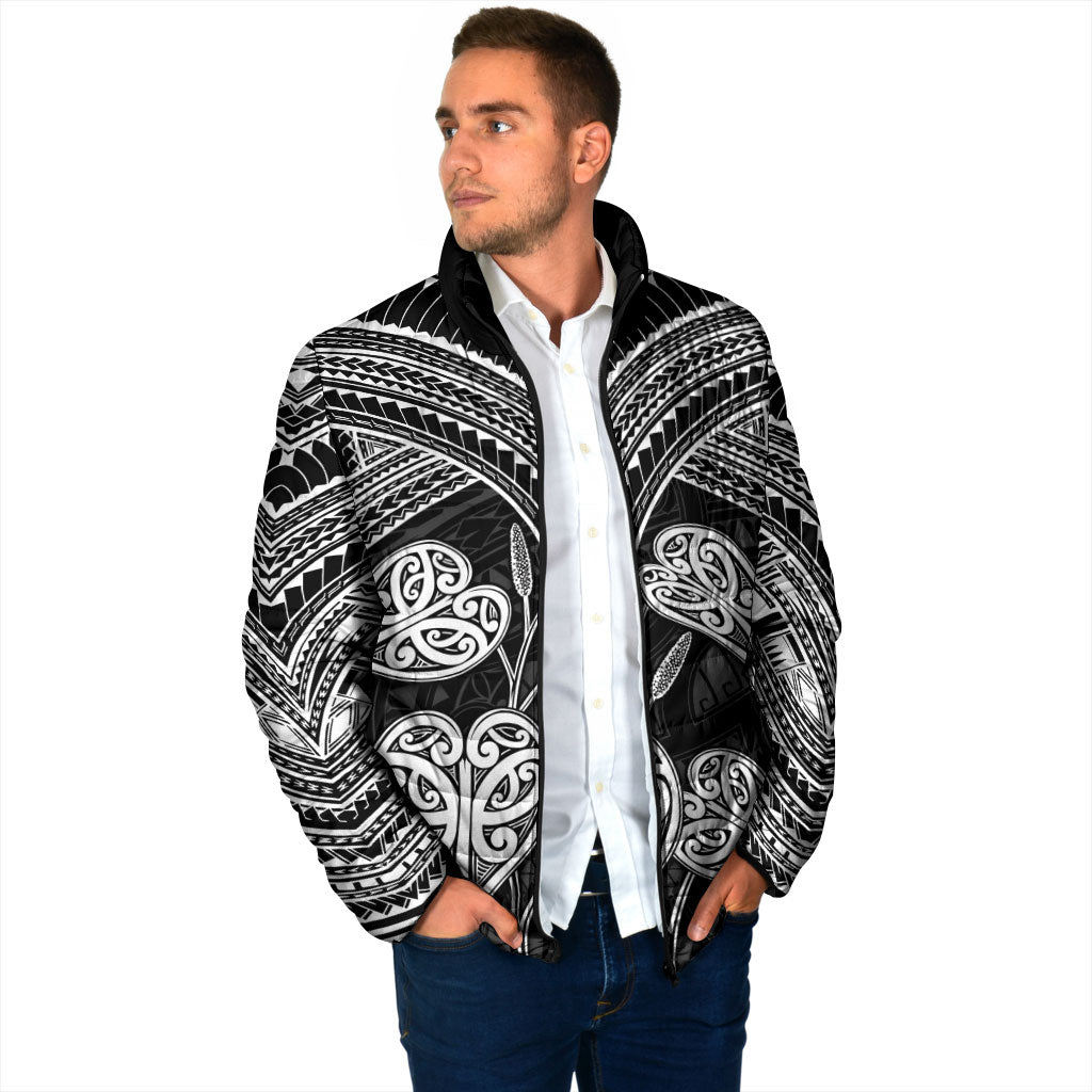 Black New Zealand Kawakawa Maori Ngaru Padded Jacket