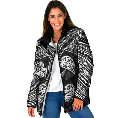 Black New Zealand Kawakawa Maori Ngaru Padded Jacket