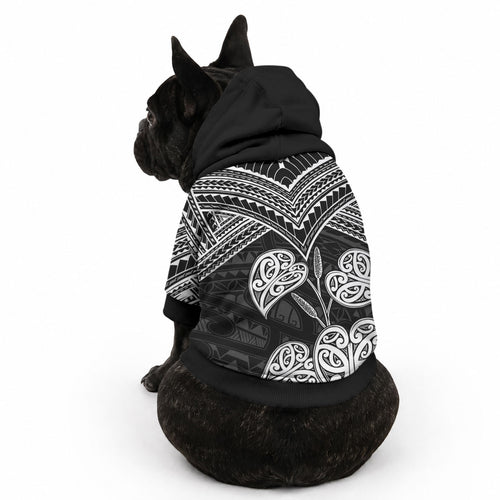 Black New Zealand Kawakawa Maori Ngaru Pet Hoodie