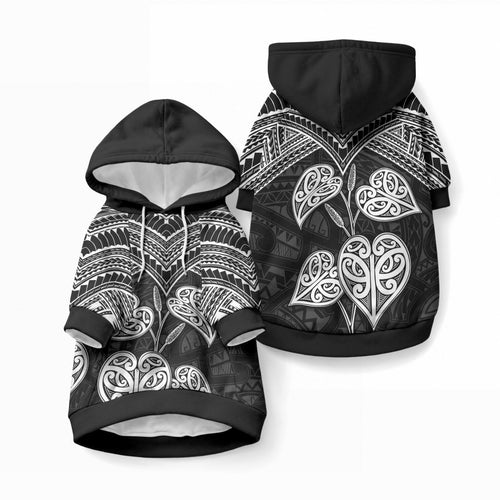 Black New Zealand Kawakawa Maori Ngaru Pet Hoodie