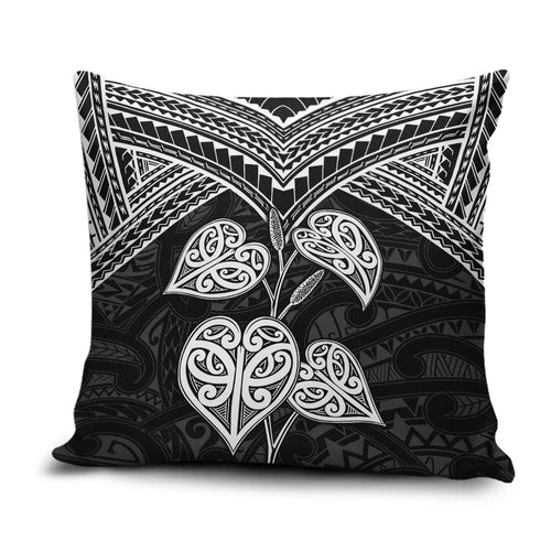 Black New Zealand Kawakawa Maori Ngaru Pillow Cover