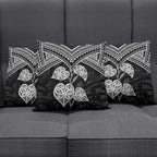 Black New Zealand Kawakawa Maori Ngaru Pillow Cover
