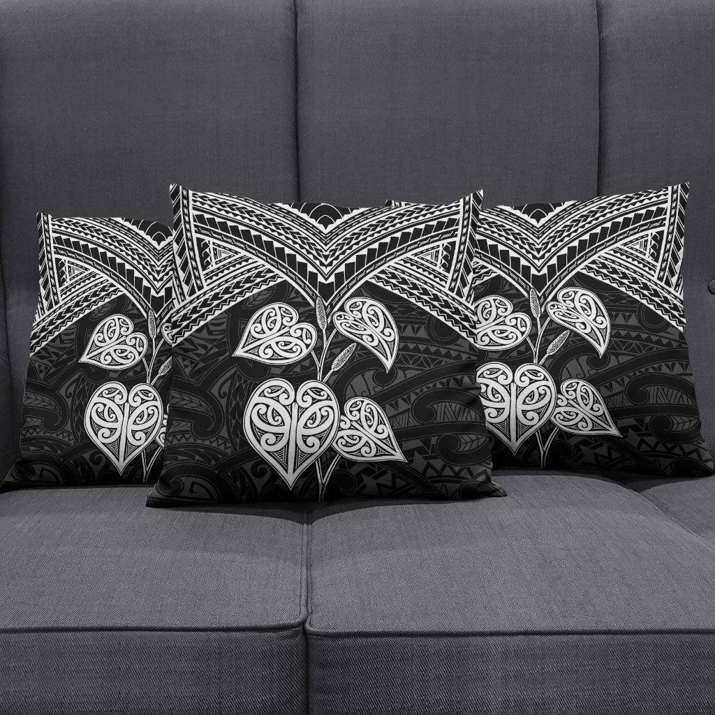 Black New Zealand Kawakawa Maori Ngaru Pillow Cover