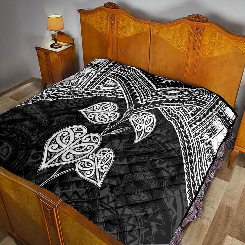 Black New Zealand Kawakawa Maori Ngaru Quilt