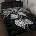 Black New Zealand Kawakawa Maori Ngaru Quilt Bed Set