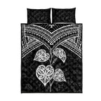 Black New Zealand Kawakawa Maori Ngaru Quilt Bed Set