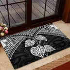 Black New Zealand Kawakawa Maori Ngaru Rubber Doormat