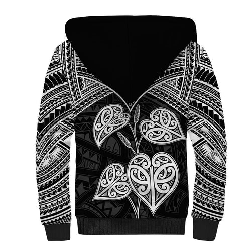 Black New Zealand Kawakawa Maori Ngaru Sherpa Hoodie