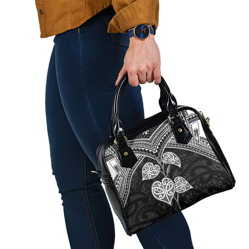 Black New Zealand Kawakawa Maori Ngaru Shoulder Handbag