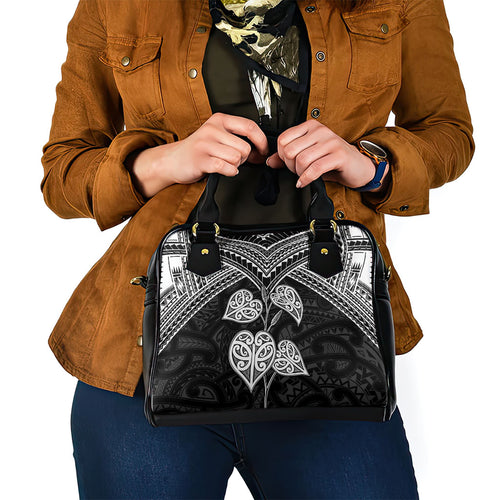 Black New Zealand Kawakawa Maori Ngaru Shoulder Handbag