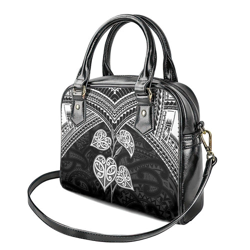 Black New Zealand Kawakawa Maori Ngaru Shoulder Handbag