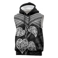 Black New Zealand Kawakawa Maori Ngaru Sleeveless Hoodie