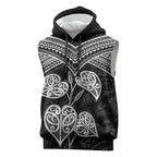 Black New Zealand Kawakawa Maori Ngaru Sleeveless Hoodie