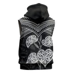 Black New Zealand Kawakawa Maori Ngaru Sleeveless Hoodie