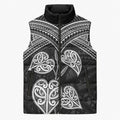 Black New Zealand Kawakawa Maori Ngaru Sleeveless Puffer Jacket