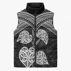Black New Zealand Kawakawa Maori Ngaru Sleeveless Puffer Jacket