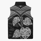Black New Zealand Kawakawa Maori Ngaru Sleeveless Puffer Jacket