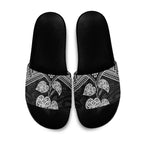 Black New Zealand Kawakawa Maori Ngaru Slide Sandals