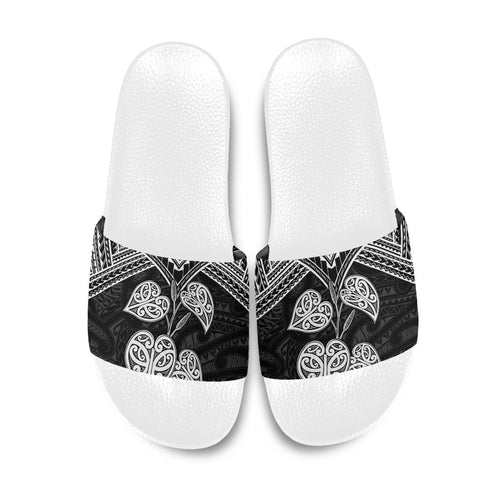 Black New Zealand Kawakawa Maori Ngaru Slide Sandals