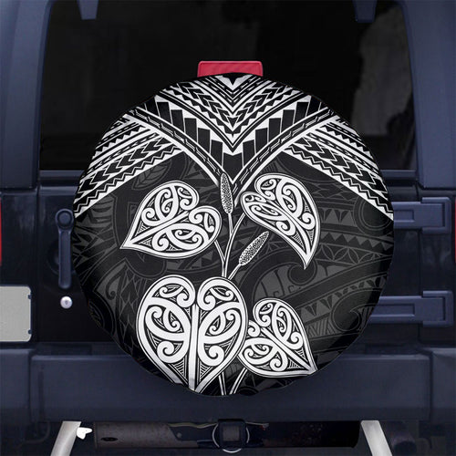 Black New Zealand Kawakawa Maori Ngaru Spare Tire Cover