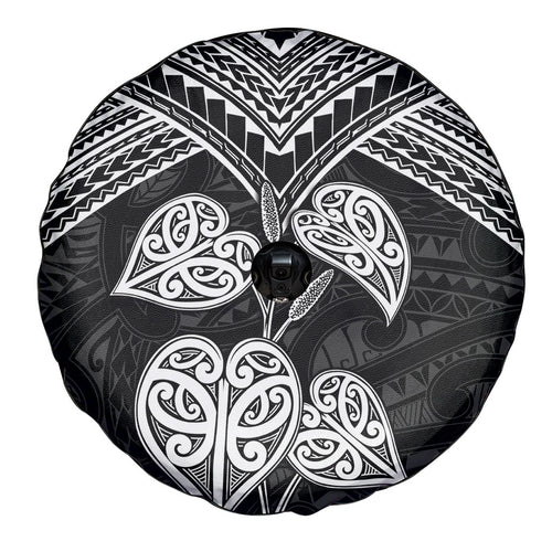 Black New Zealand Kawakawa Maori Ngaru Spare Tire Cover