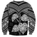 Black New Zealand Kawakawa Maori Ngaru Sweatshirt
