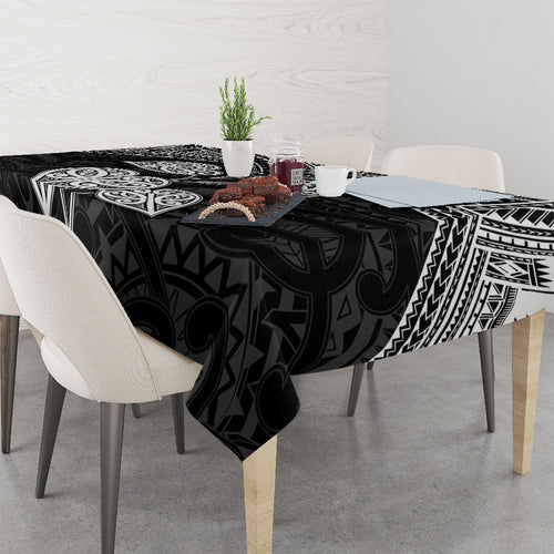 Black New Zealand Kawakawa Maori Ngaru Tablecloth
