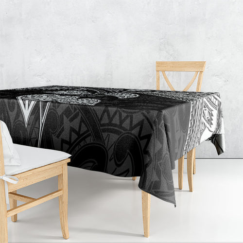 Black New Zealand Kawakawa Maori Ngaru Tablecloth