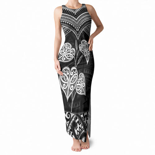 Black New Zealand Kawakawa Maori Ngaru Tank Maxi Dress