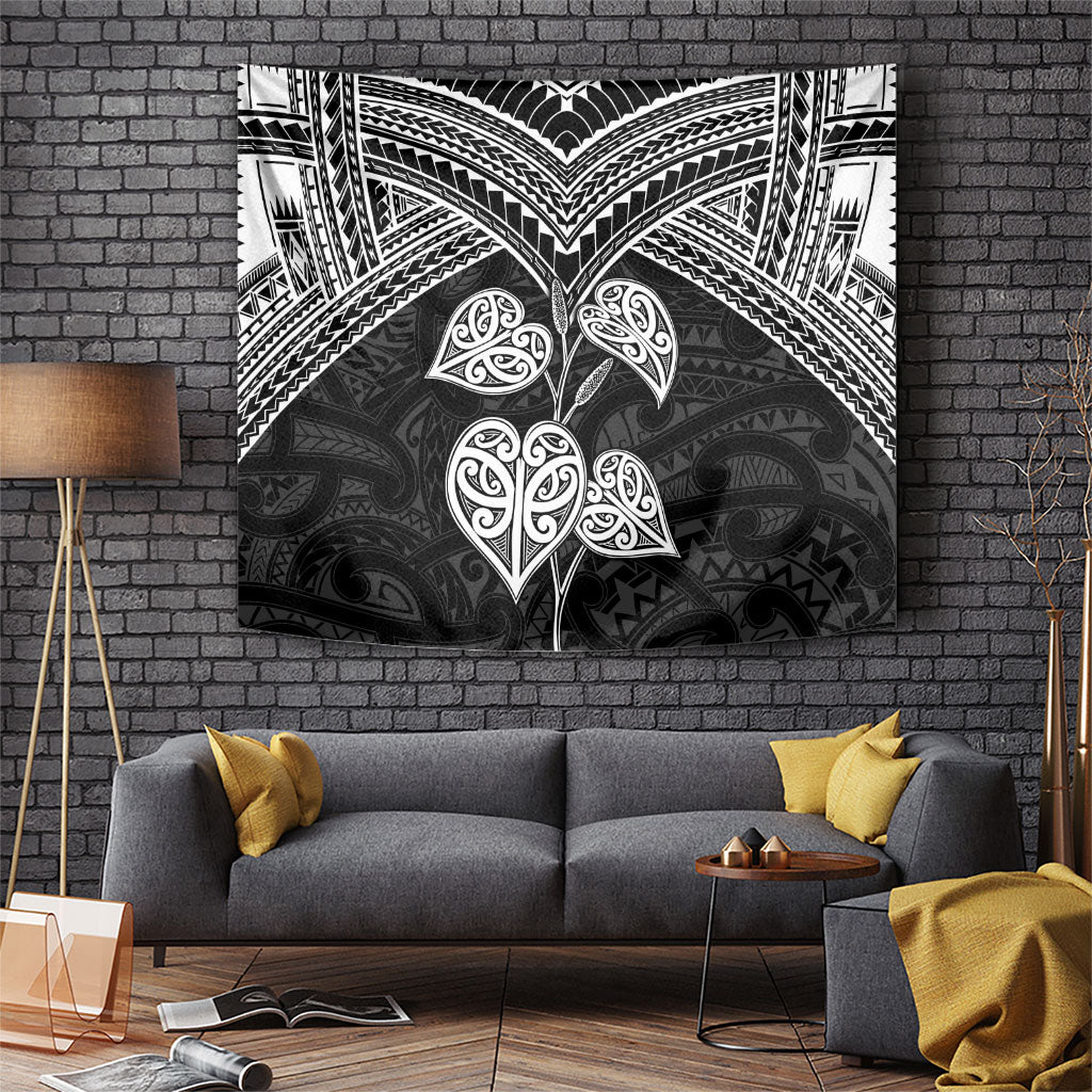 Black New Zealand Kawakawa Maori Ngaru Tapestry