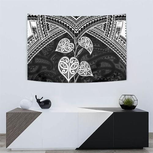 Black New Zealand Kawakawa Maori Ngaru Tapestry