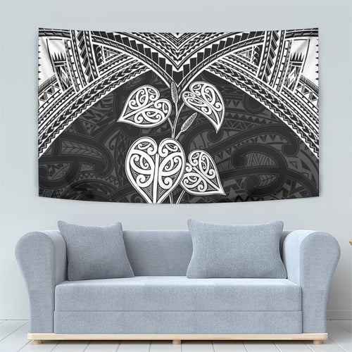 Black New Zealand Kawakawa Maori Ngaru Tapestry
