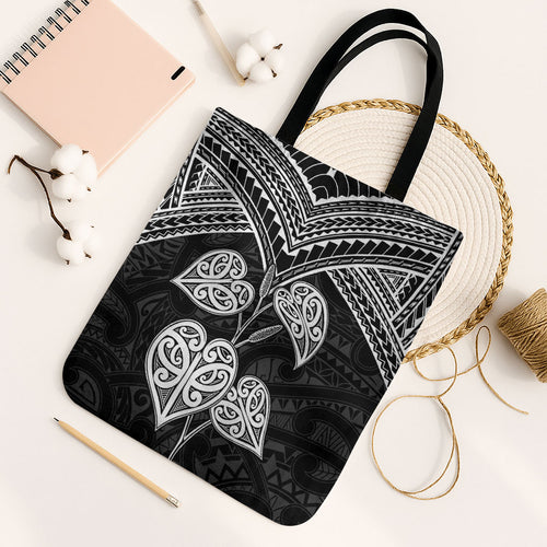 Black New Zealand Kawakawa Maori Ngaru Tote Bag