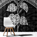 Black New Zealand Kawakawa Maori Ngaru Window Curtain