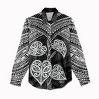 Black New Zealand Kawakawa Maori Ngaru Women Casual Shirt