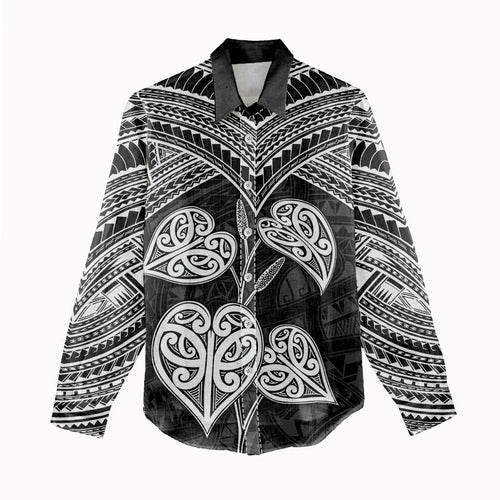 Black New Zealand Kawakawa Maori Ngaru Women Casual Shirt