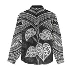 Black New Zealand Kawakawa Maori Ngaru Women Casual Shirt