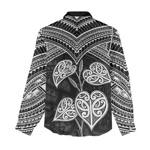 Black New Zealand Kawakawa Maori Ngaru Women Casual Shirt