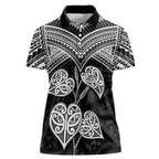 Black New Zealand Kawakawa Maori Ngaru Women Polo Shirt