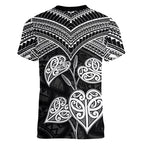 Black New Zealand Kawakawa Maori Ngaru Women V-Neck T-Shirt
