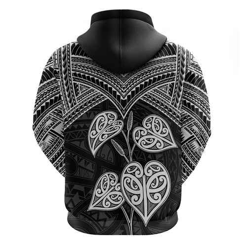 Black New Zealand Kawakawa Maori Ngaru Zip Hoodie