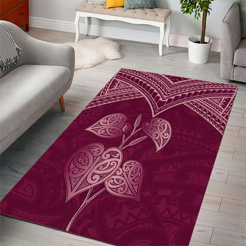 Burgundy New Zealand Kawakawa Maori Ngaru Area Rug