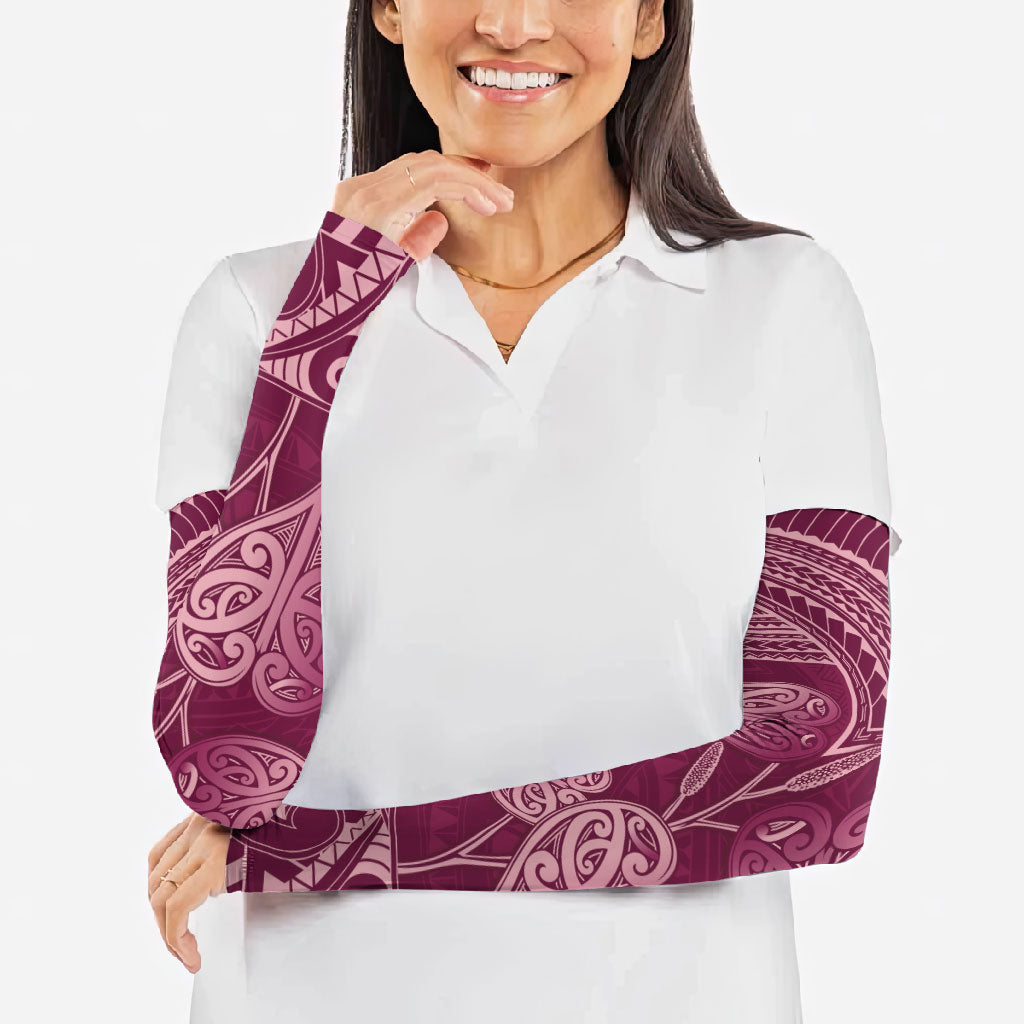 Burgundy New Zealand Kawakawa Maori Ngaru Arm Sleeves